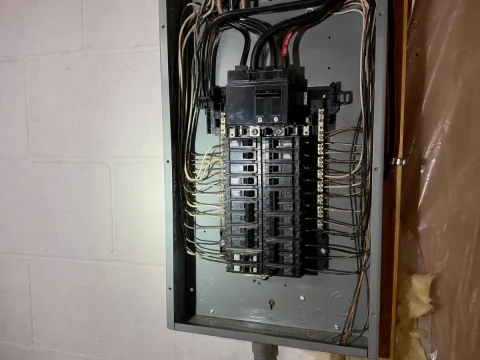 Electrical service panel during a residential home inspection