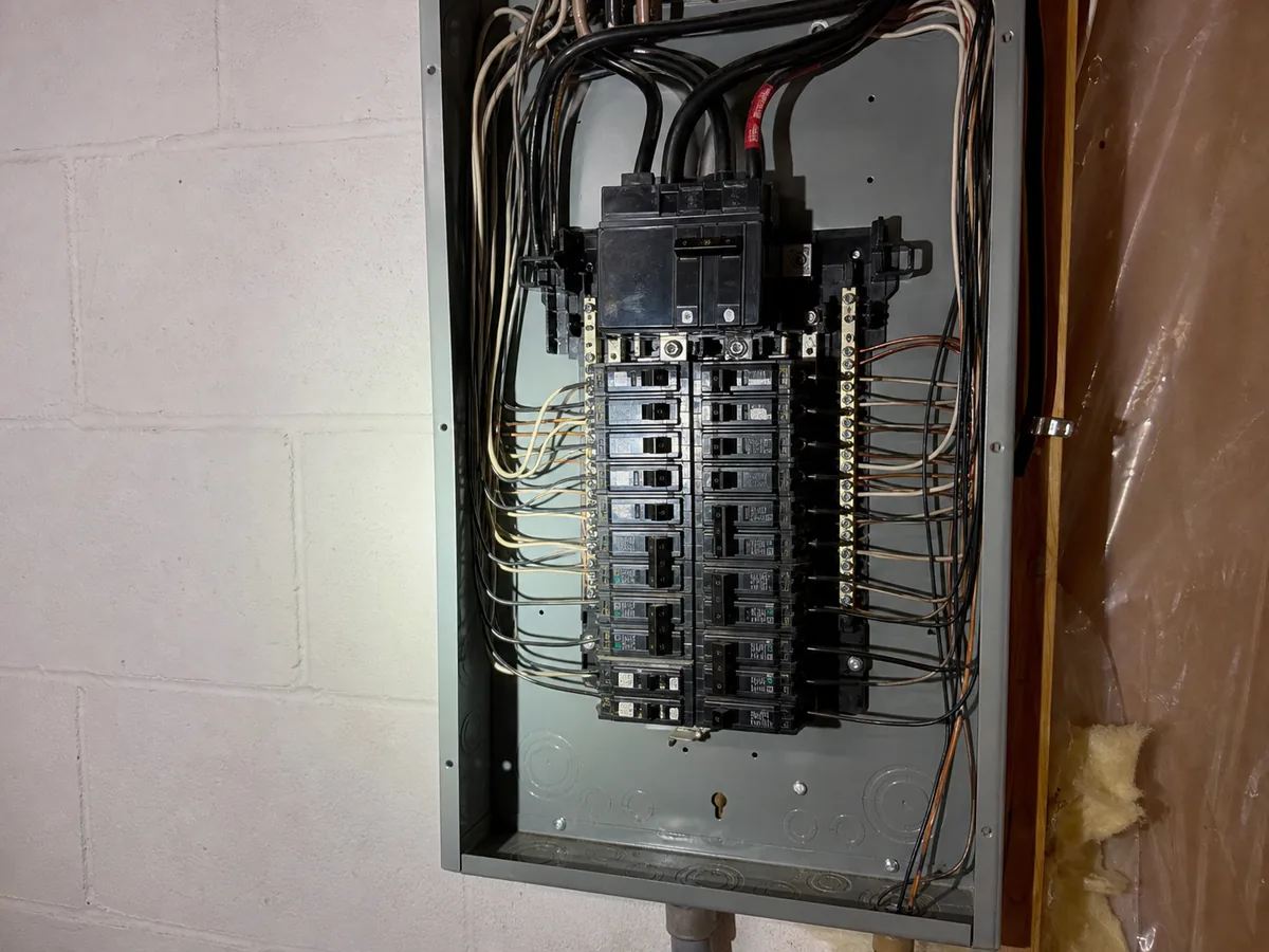 Electrical service panel during a residential home inspection